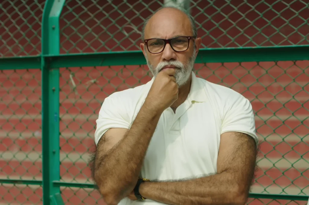 Sathyaraj as the cricket coach in Jersey.