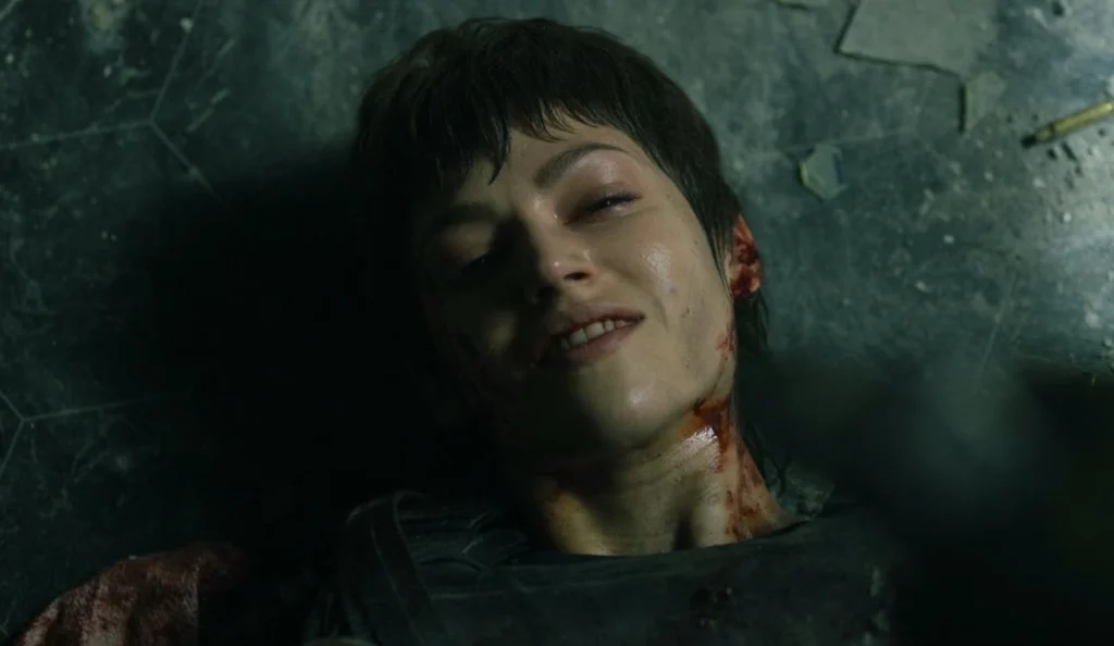 Tokyo's final sacrifice scene in Money Heist Season 5.