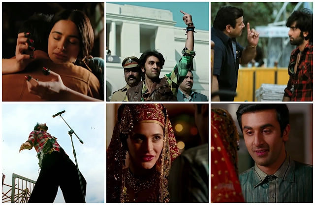 rockstar-ranbir-kapoor-collage Collage of Ranbir Kapoor, Nargis Fakhri and Kumud Mishra in the movie Rockstar.