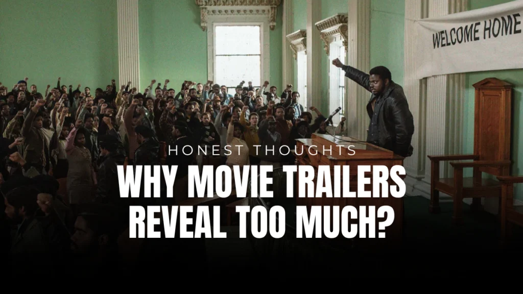 Daniel Kaluuya giving a speech in Judas and the Black Messiah as we discuss why movie trailers reveal too much.