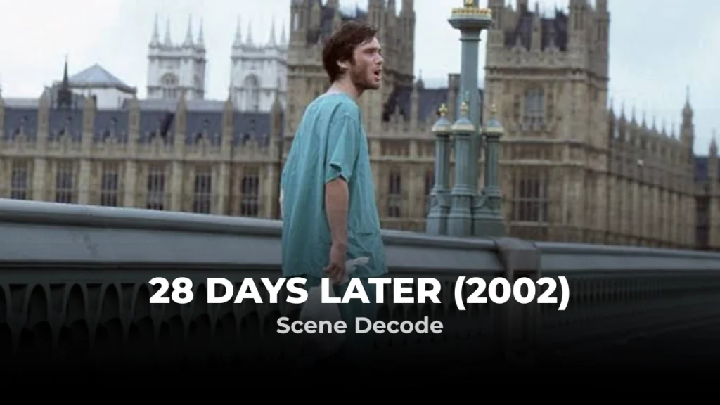 Cillian Murphy walking and saying hello on the empty streets of London in this 28 Days Later scene.