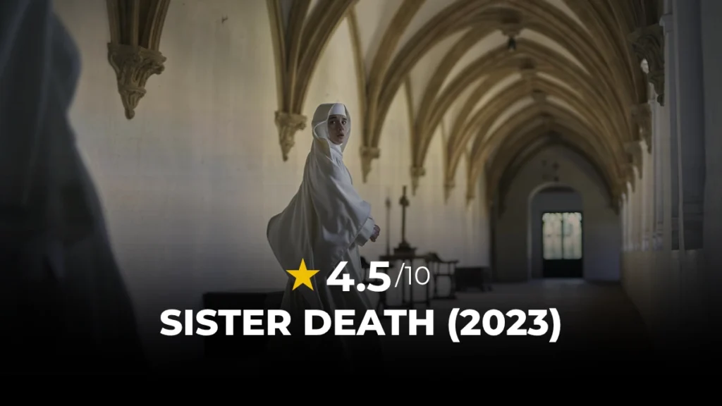Narcisa looking scared and running down the corridor in the Spanish horror Sister Death movie review.